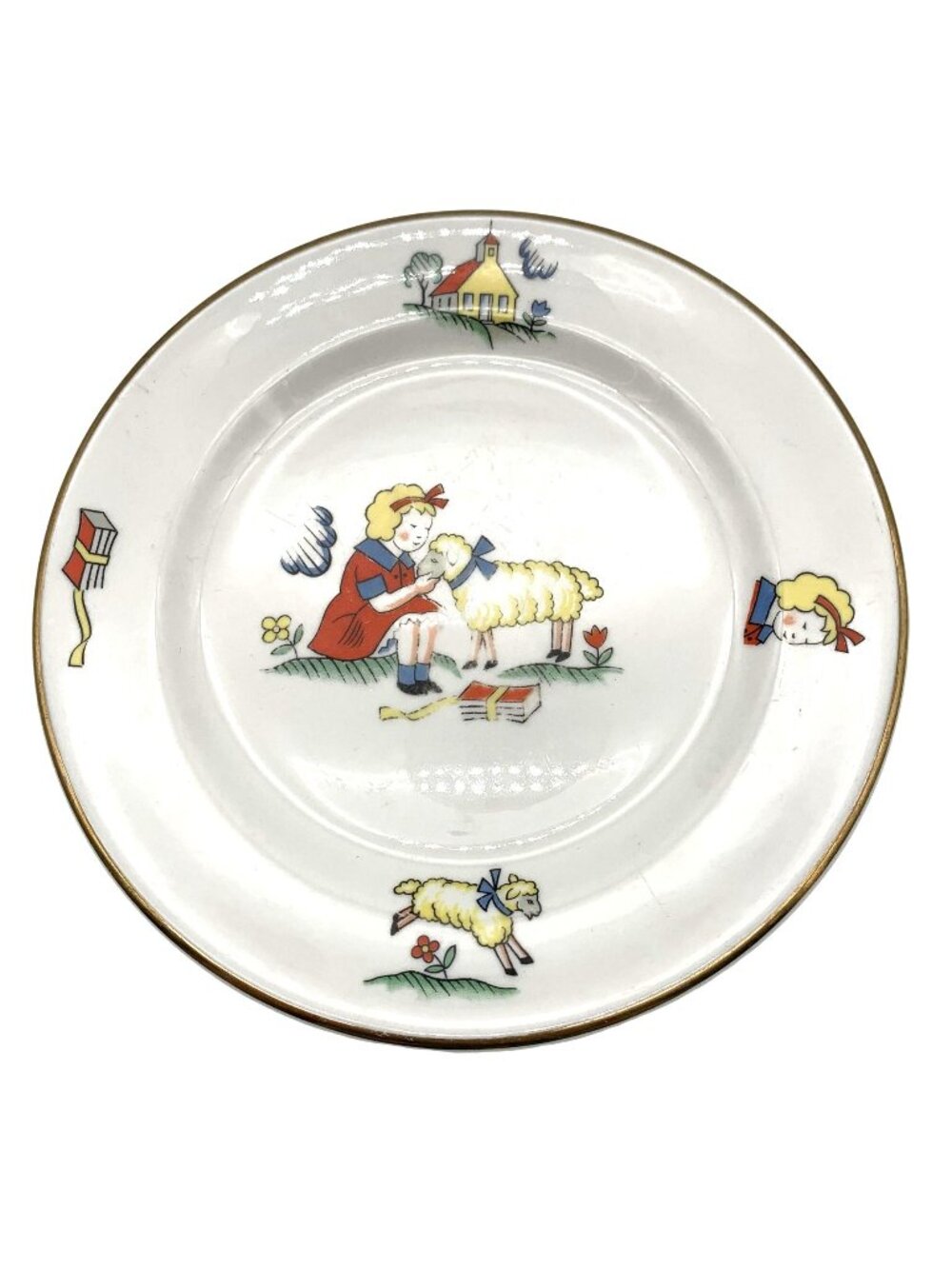 Shenango China Mary Had A Little Lamb6.5" Plate Gold Trim Vintage Nursery